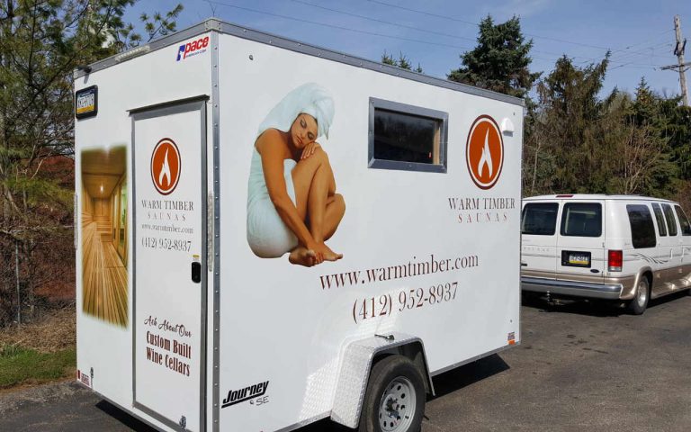 warm timber mobile sauna