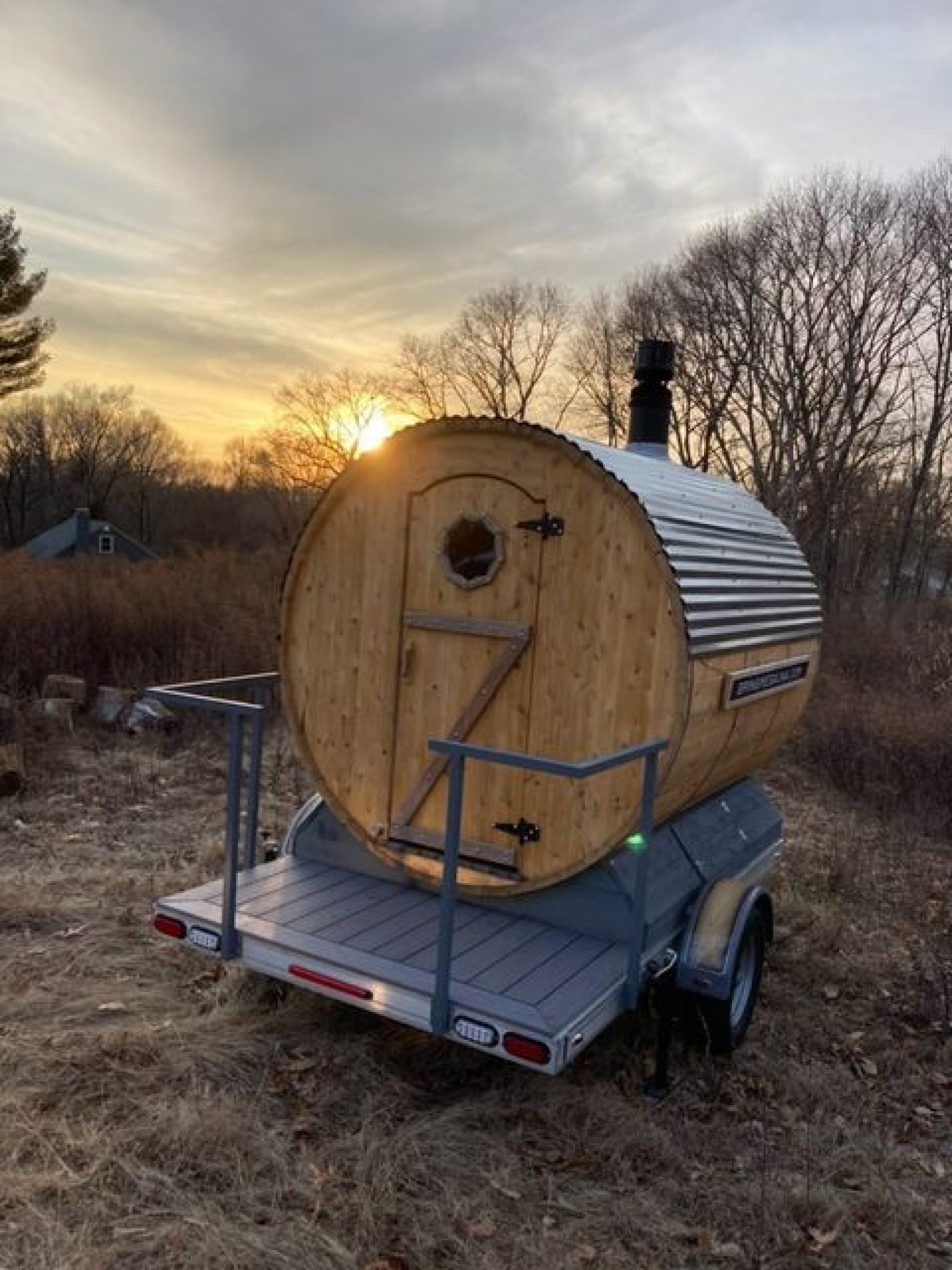 barrel sauna trailer